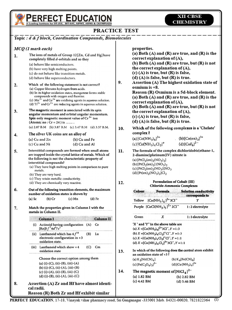 CBSE Practice Test | PDF | Chemistry | Chemical Substances