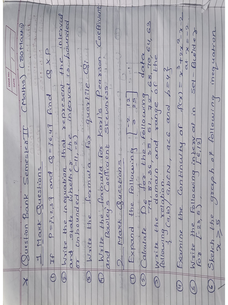 Maths Question Bank | PDF