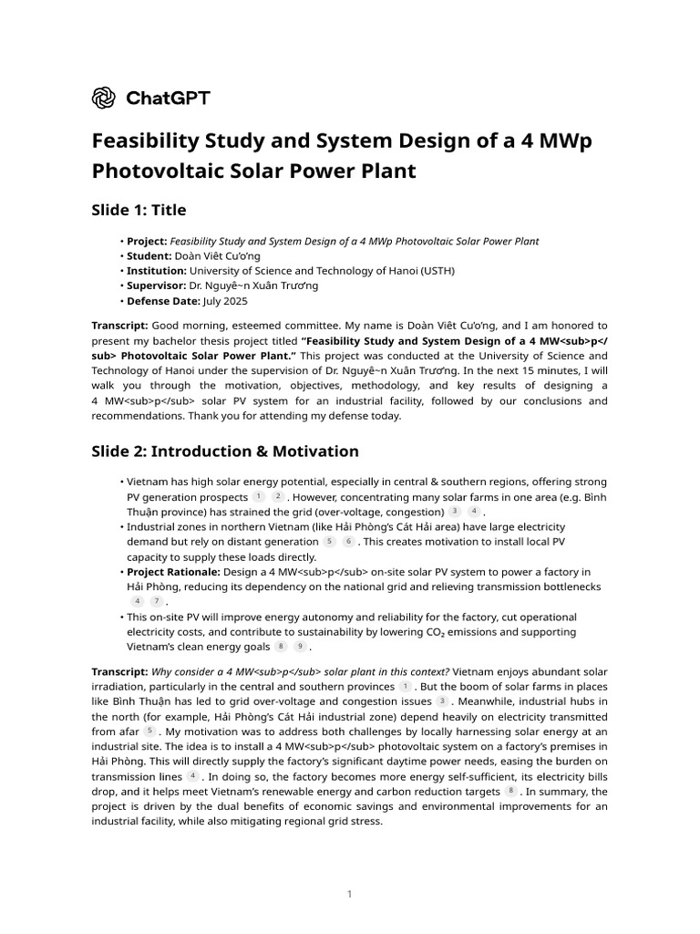 Feasibility Study and System Design of A 4 MWP Photovoltaic Solar Power ...