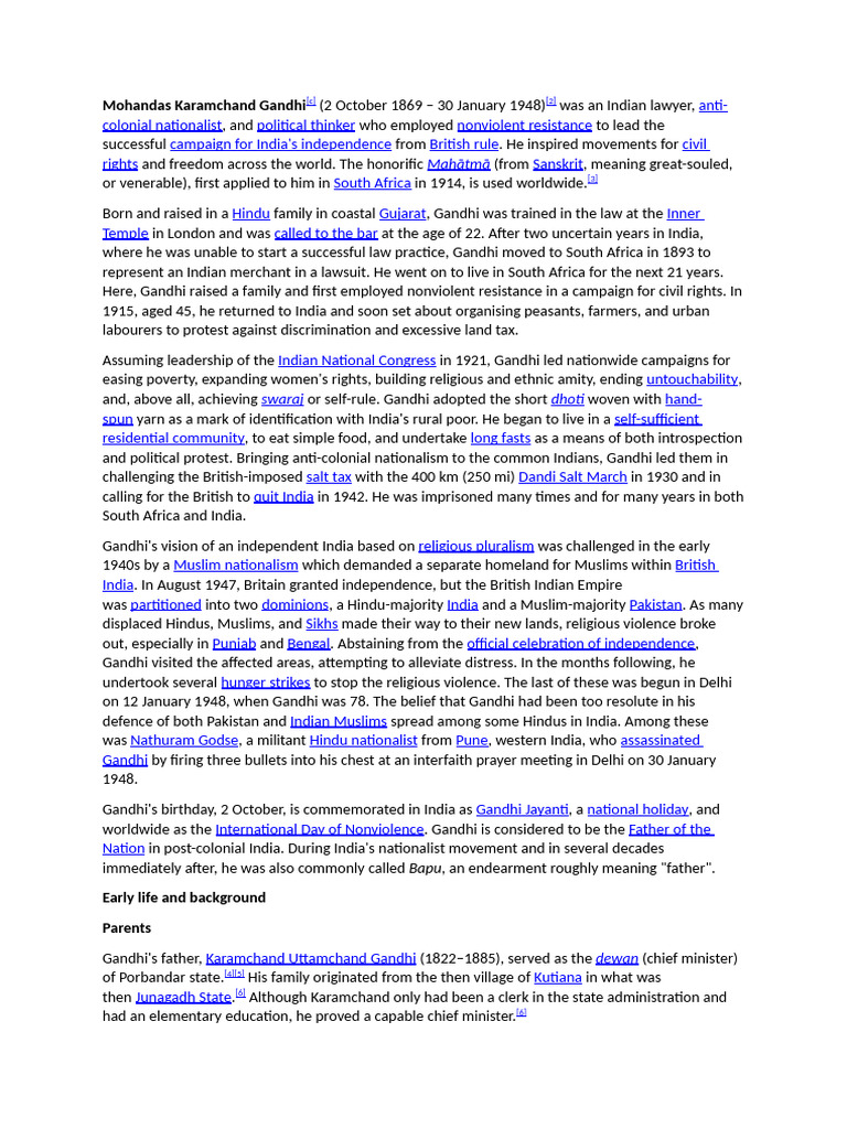 Mohandas Karamchand Gandhi | PDF | Mahatma Gandhi | Partition Of India