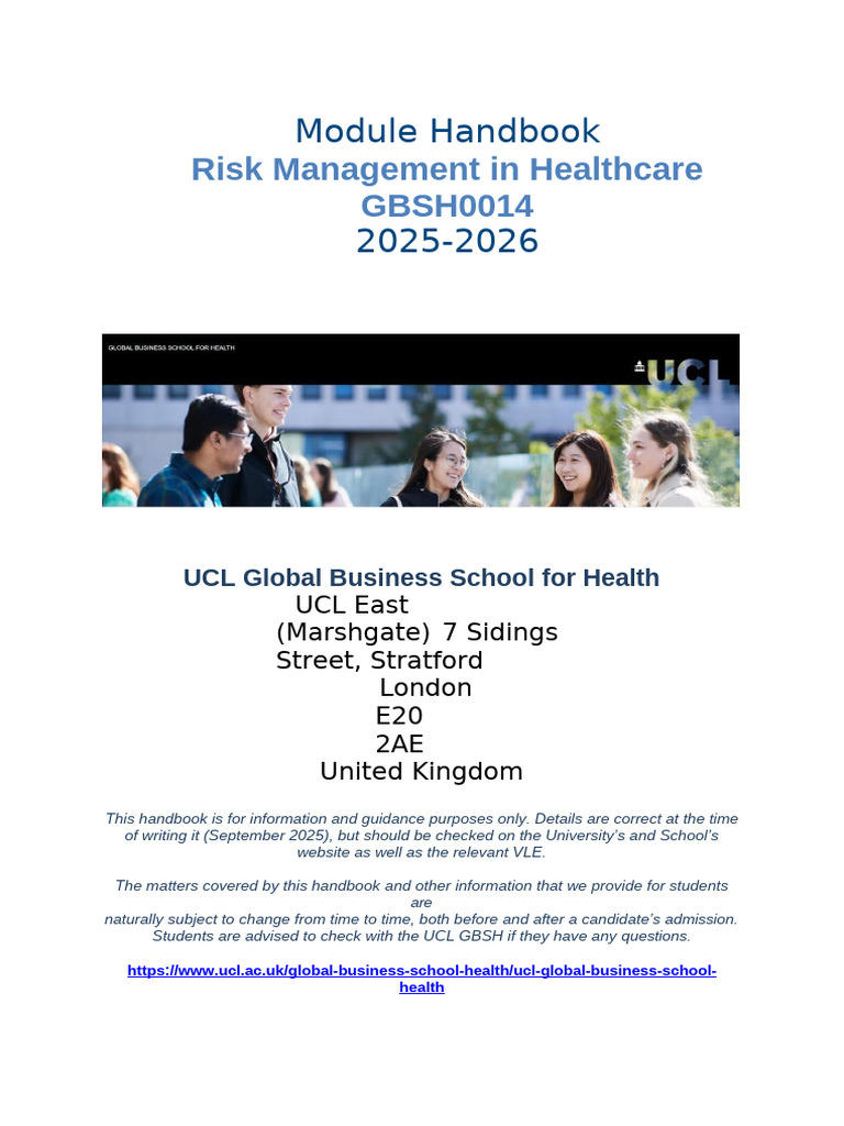 GBSH0014-Risk Management-Module Handbook 2025-2026 2 | PDF | Risk ...