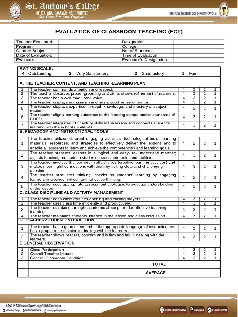 II. Evaluation For Classroom Teaching | PDF | Teachers | Learning