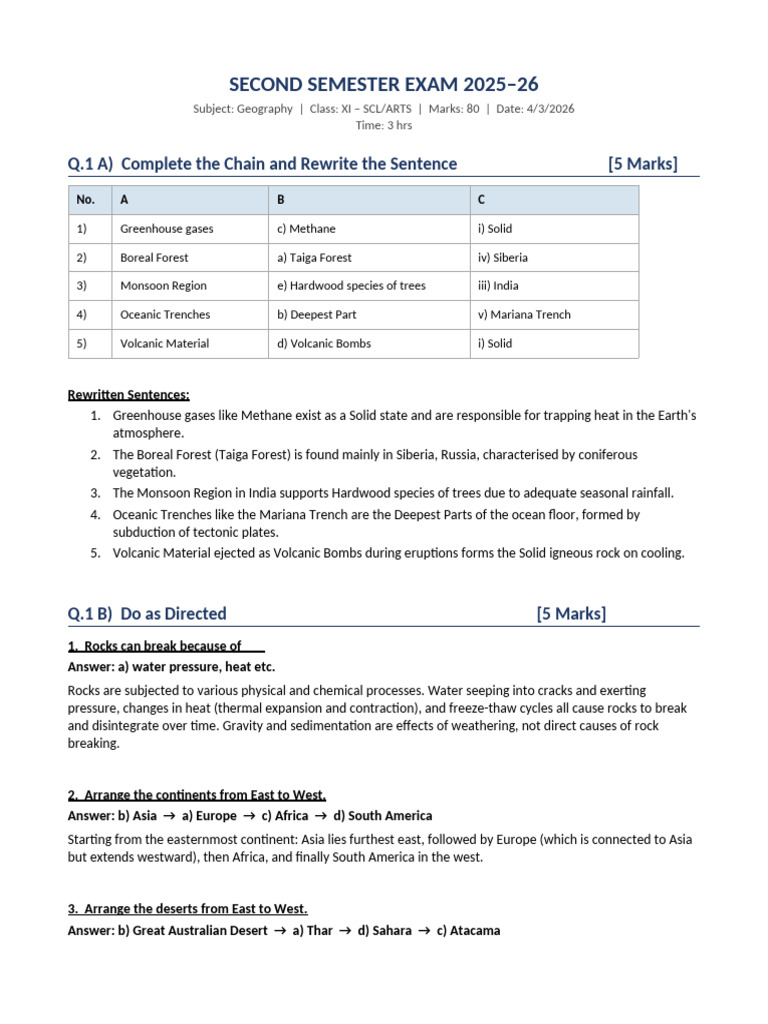 Geo Final Answers | PDF | Oceans | Seabed