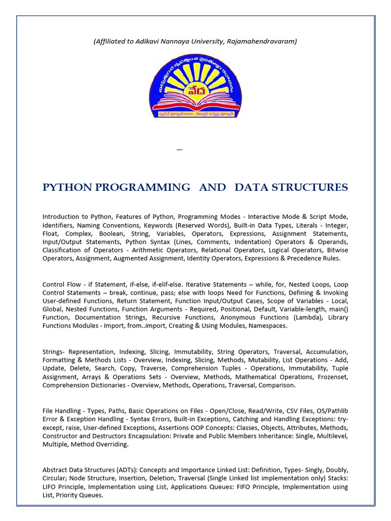Sem Ii DS Py U1 | PDF | Python (Programming Language) | Boolean Data Type