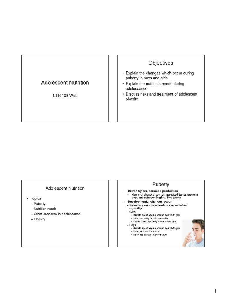 Chapter 12. Lifecyle - Adolescent Nutrition | PDF | Obesity | Puberty