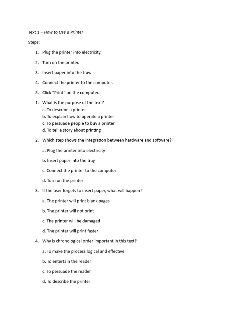 Manual Procedure Text Exercise | PDF | Camera | Printer (Computing)