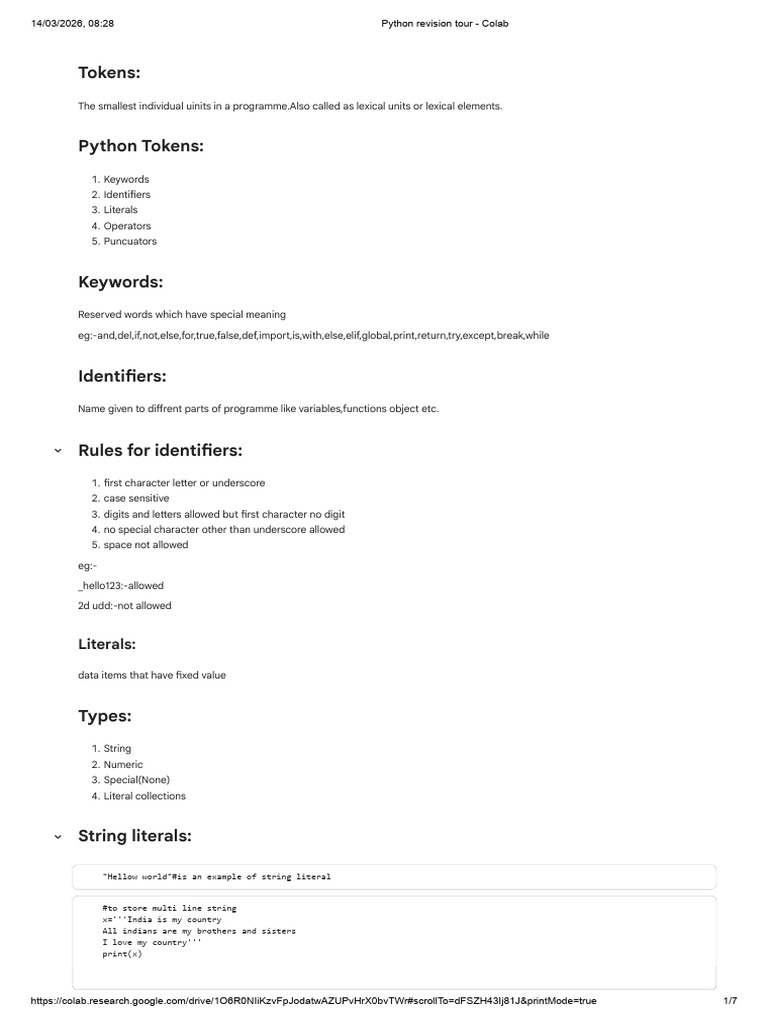 Python Revision Tour 1 and 2 | PDF | Control Flow | Computer Science