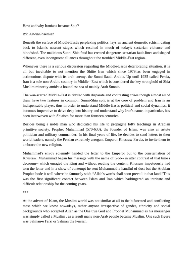 How and Why Iranians Became Shia | PDF | Shia Islam | Muhammad