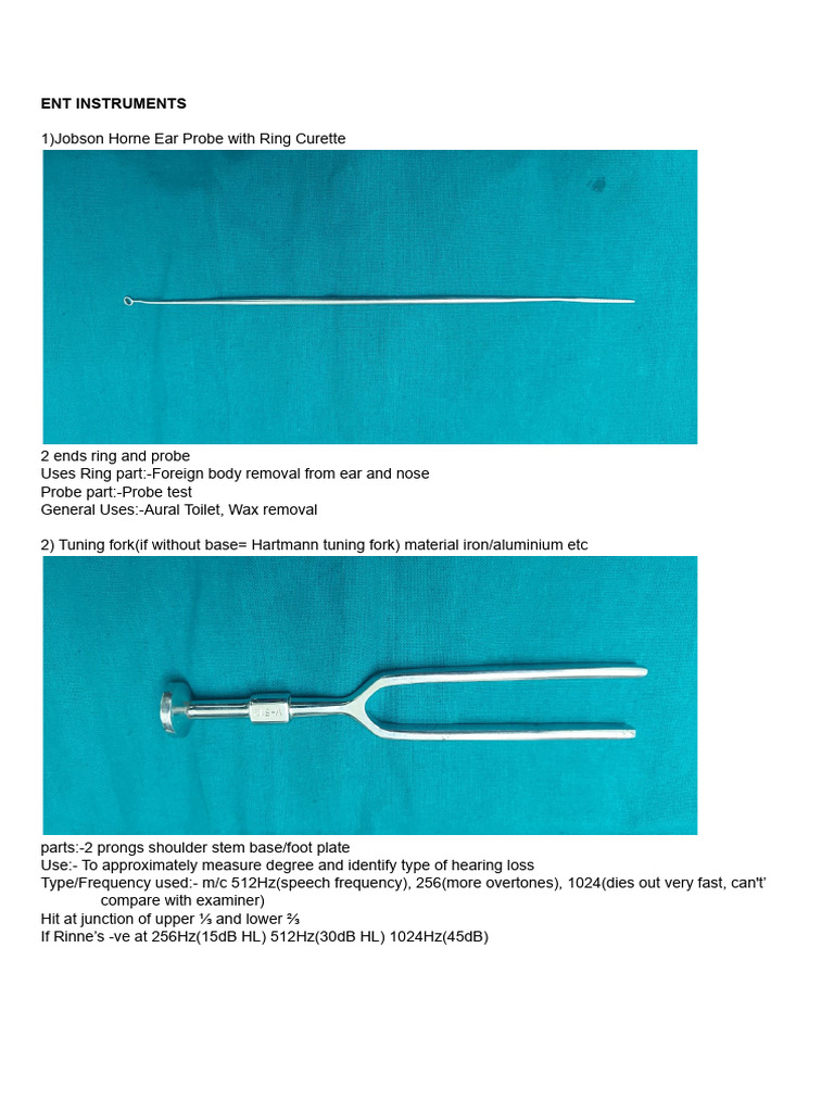 Ent Instruments Specimen and Xrays1 | PDF | Human Nose | Esophagus