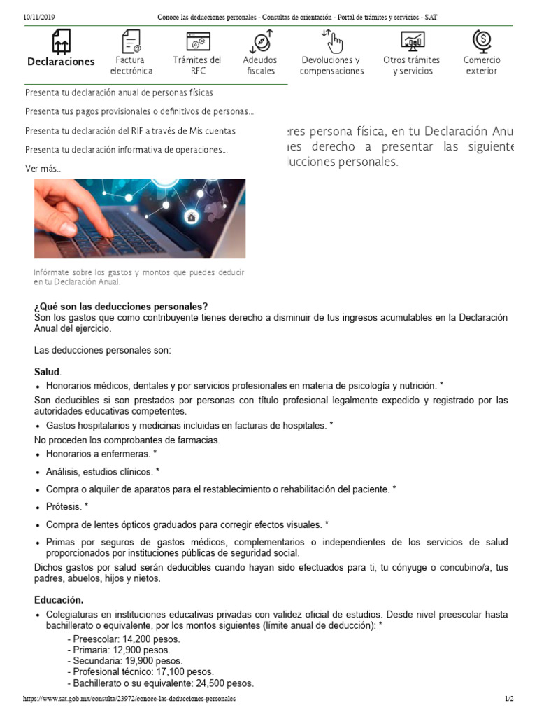 Conoce Las Deducciones Personales | PDF | Tarjeta de débito | Impuestos