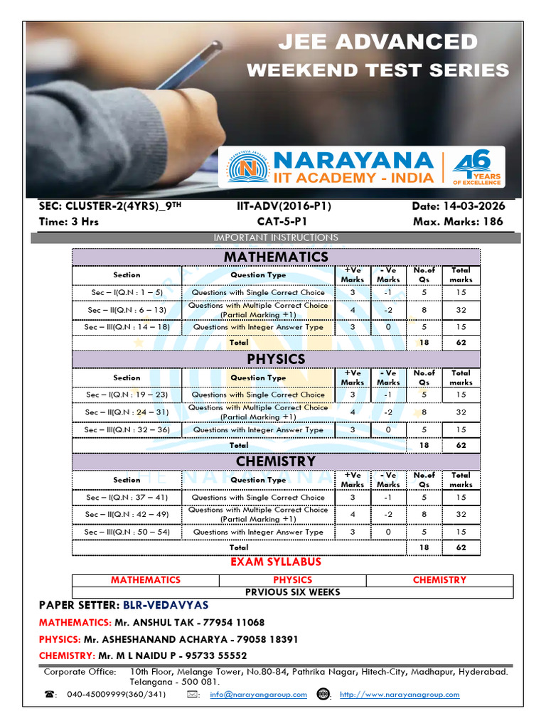 14-03-2026_CLUSTER-2(4YRS)_9TH_A-STAR_JEE-ADV(2016-P1)_CAT-5_P1_QP ...