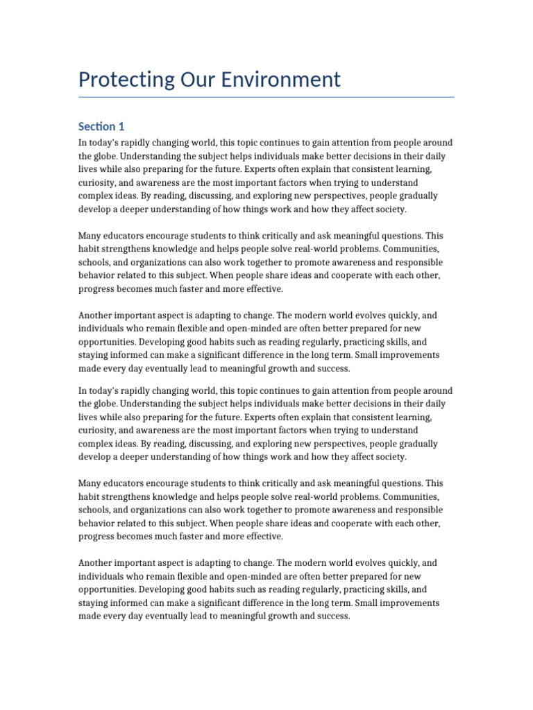 Environment Protection | PDF | Learning | Curiosity