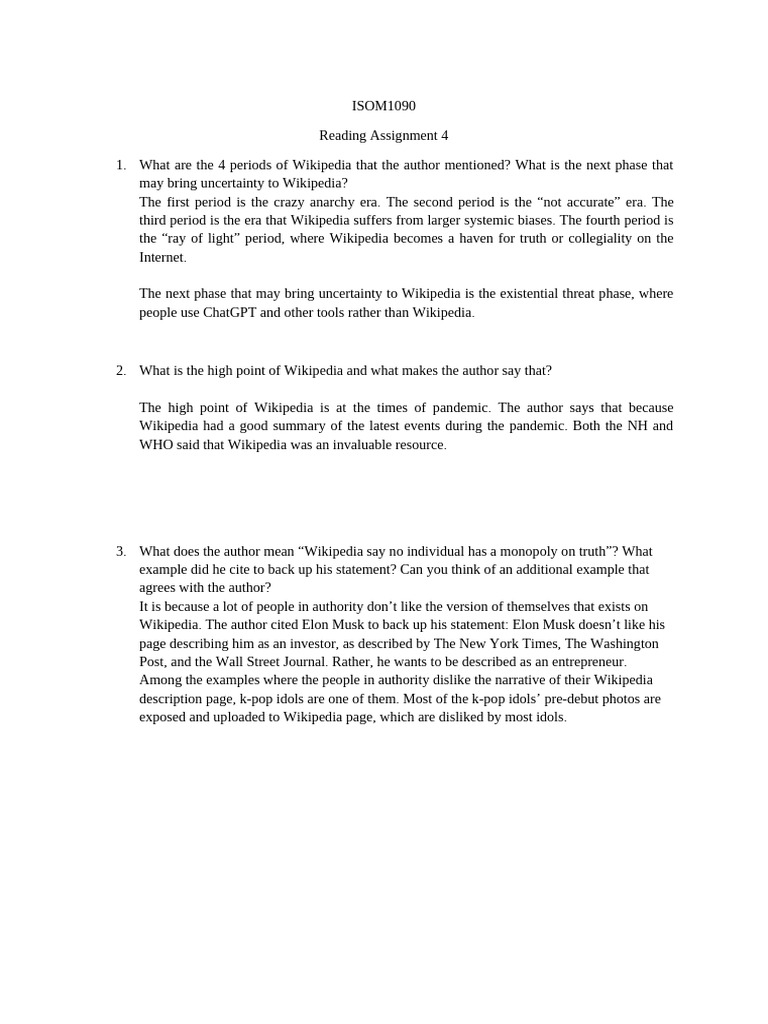 Reading Assignment 4 | PDF