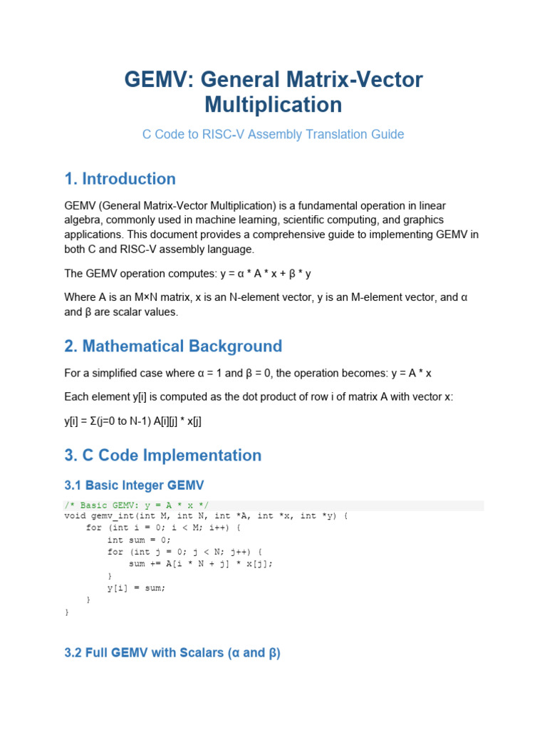 Gemv c to Riscv Assembly | PDF | Software Engineering | Computer Science