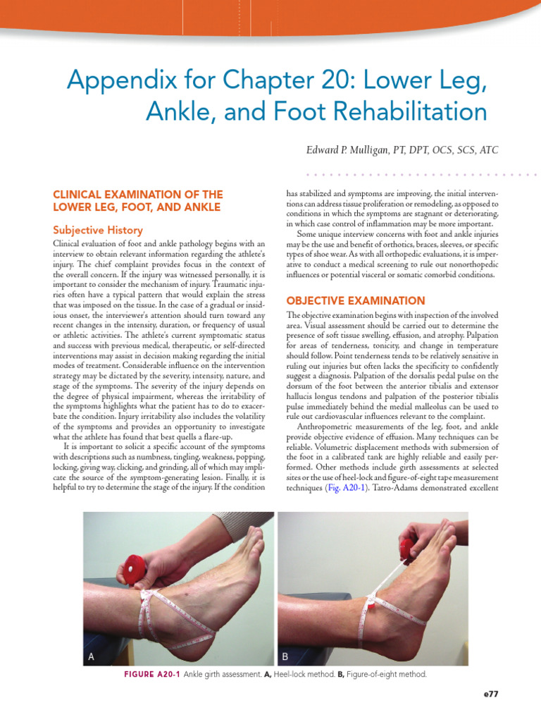 Appendix For Chapter 20: Lower Leg, Ankle, and Foot Rehabilitation ...