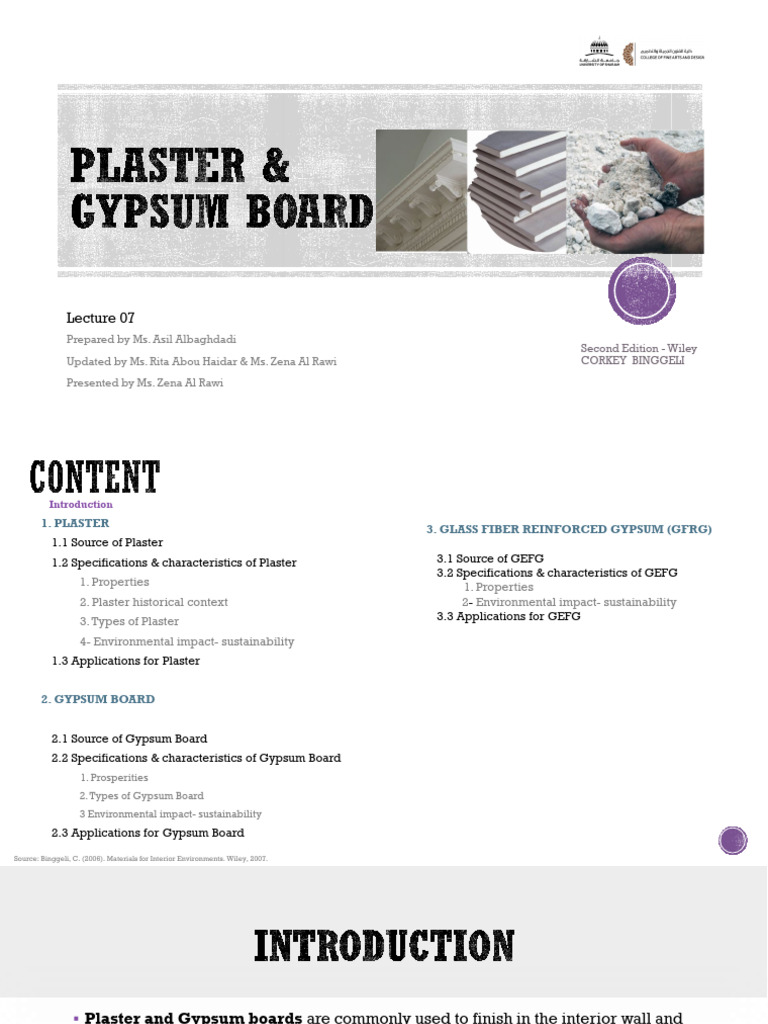 07 Plaster & Gypsum Board-2026 | PDF | Plaster | Drywall