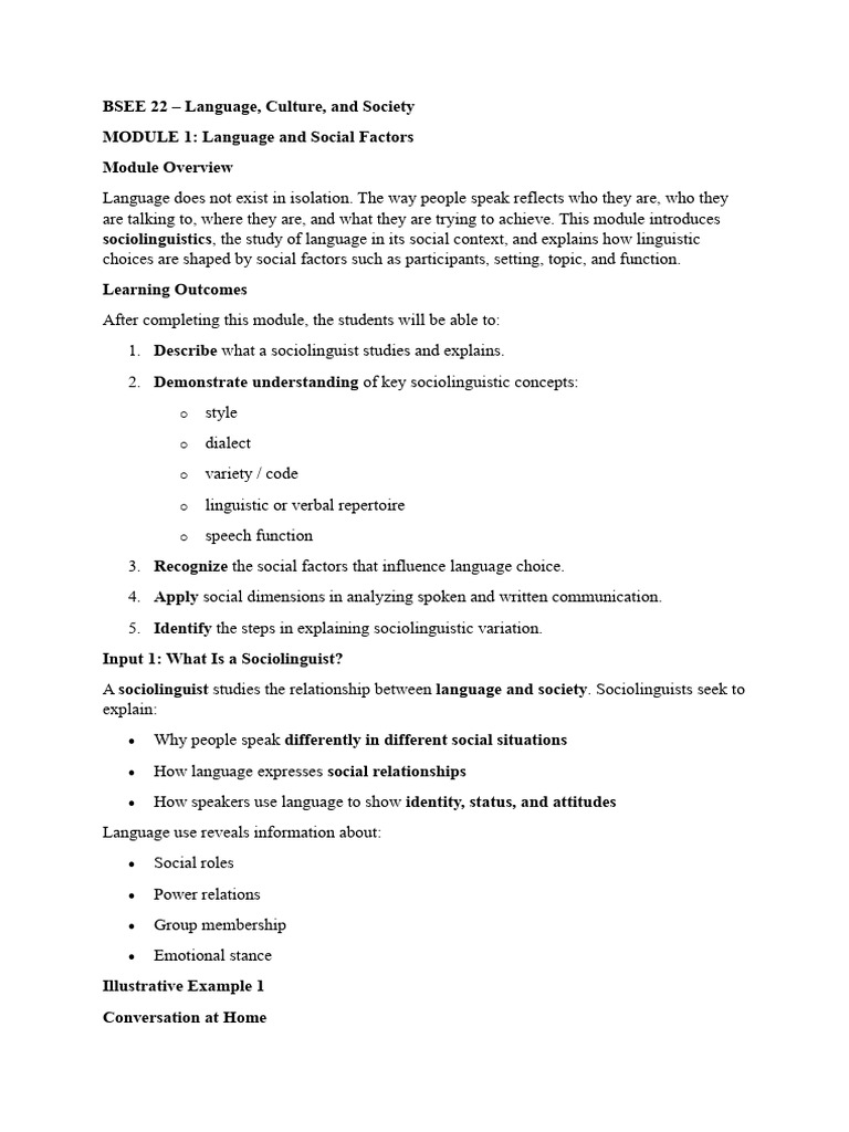 MODULE | PDF | Sociolinguistics | Linguistics