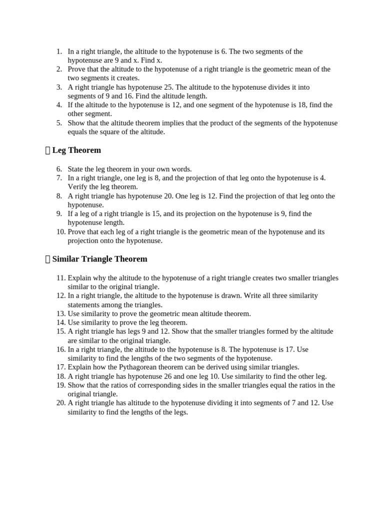 In a Right Triangle | PDF | Trigonometry | Elementary Mathematics