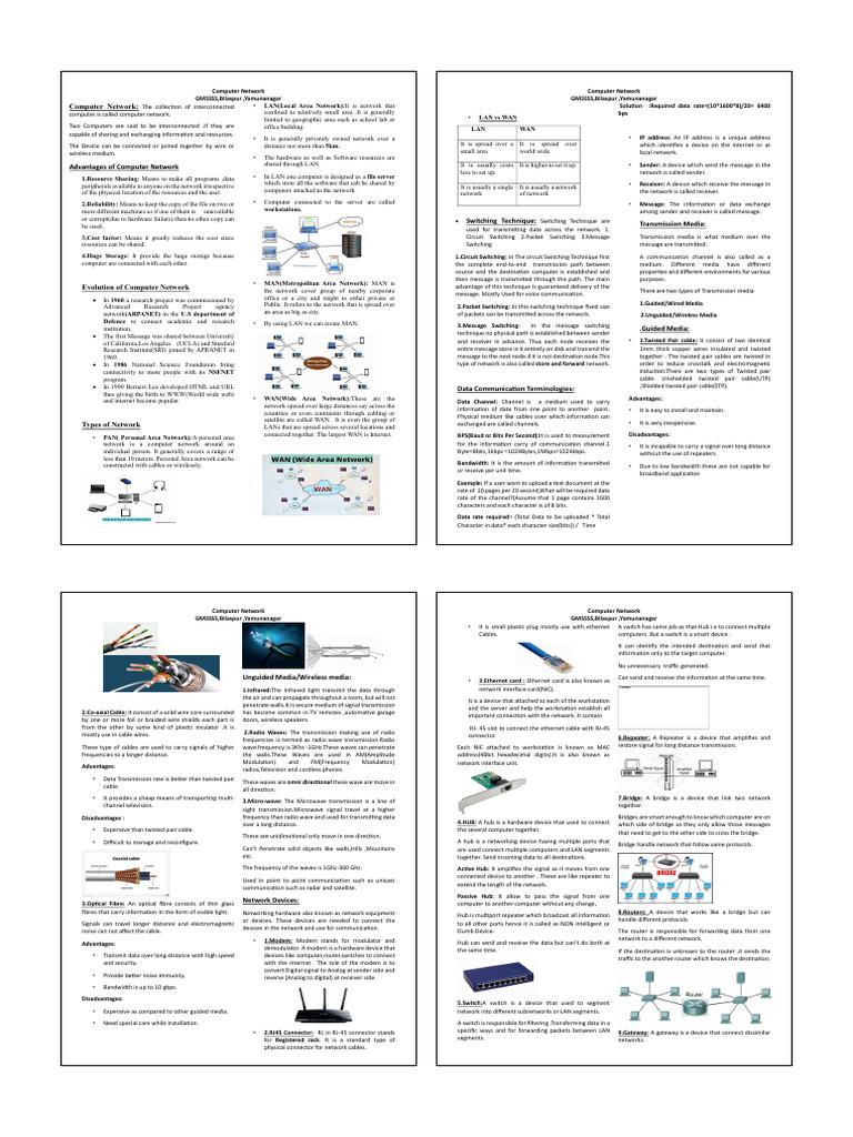 Computer Network Notes and Pyq | PDF | Computer Network | World Wide Web