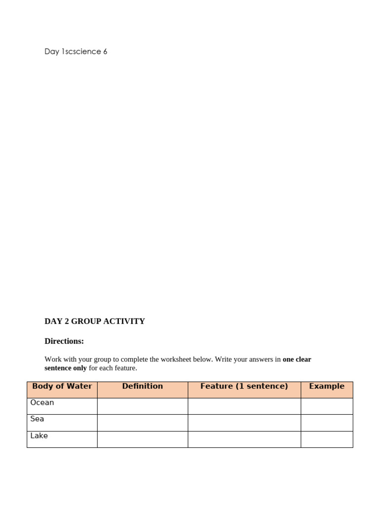 Science Worksheets Week 1 | PDF | River | Coast