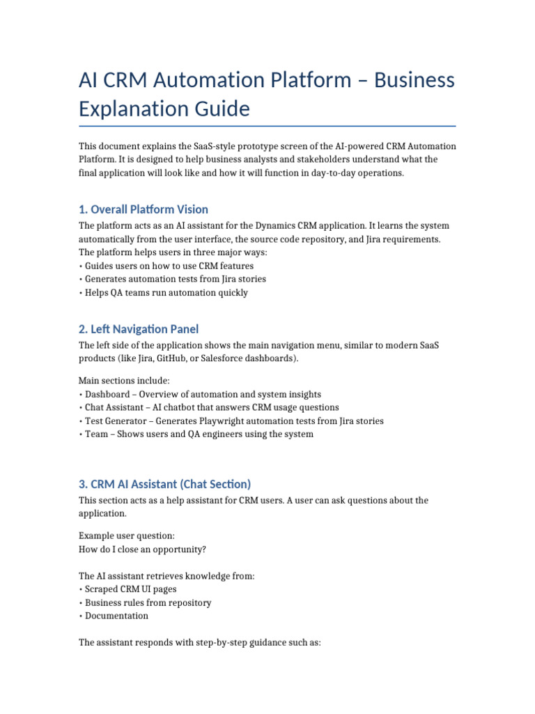 CRM Ai Platform Business Explanation | PDF | Automation | Customer ...