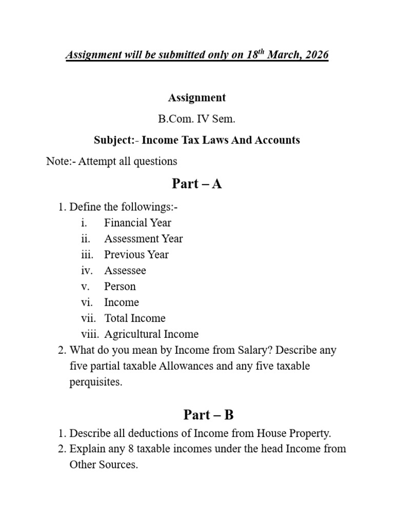 Assignment Income Tax | PDF