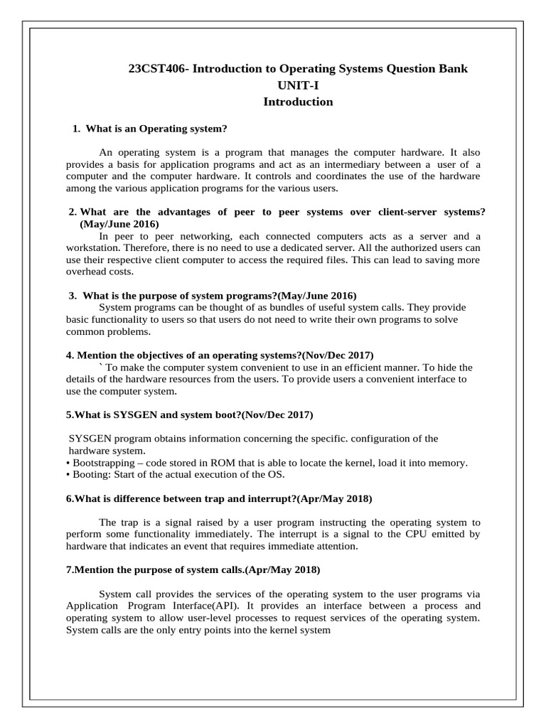 2 Mark Question Os | PDF | Operating System | Process (Computing)