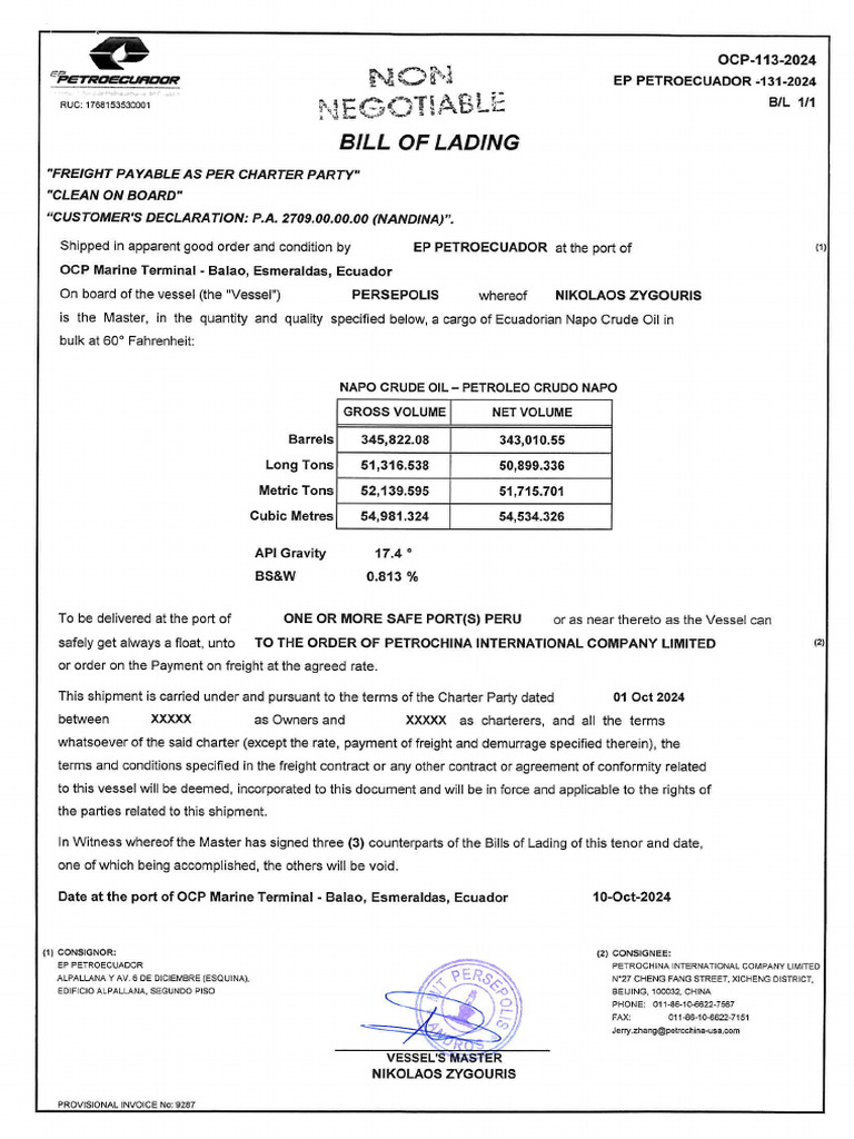 BL Cargo Docs | PDF