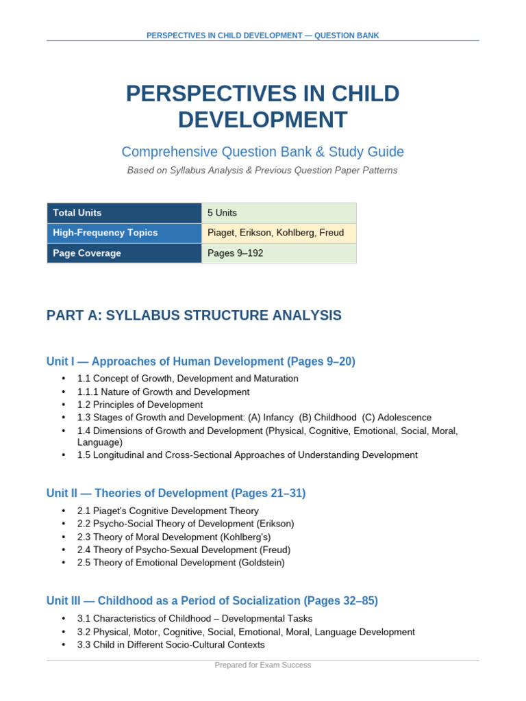 Child Development Question Bank-1 | PDF