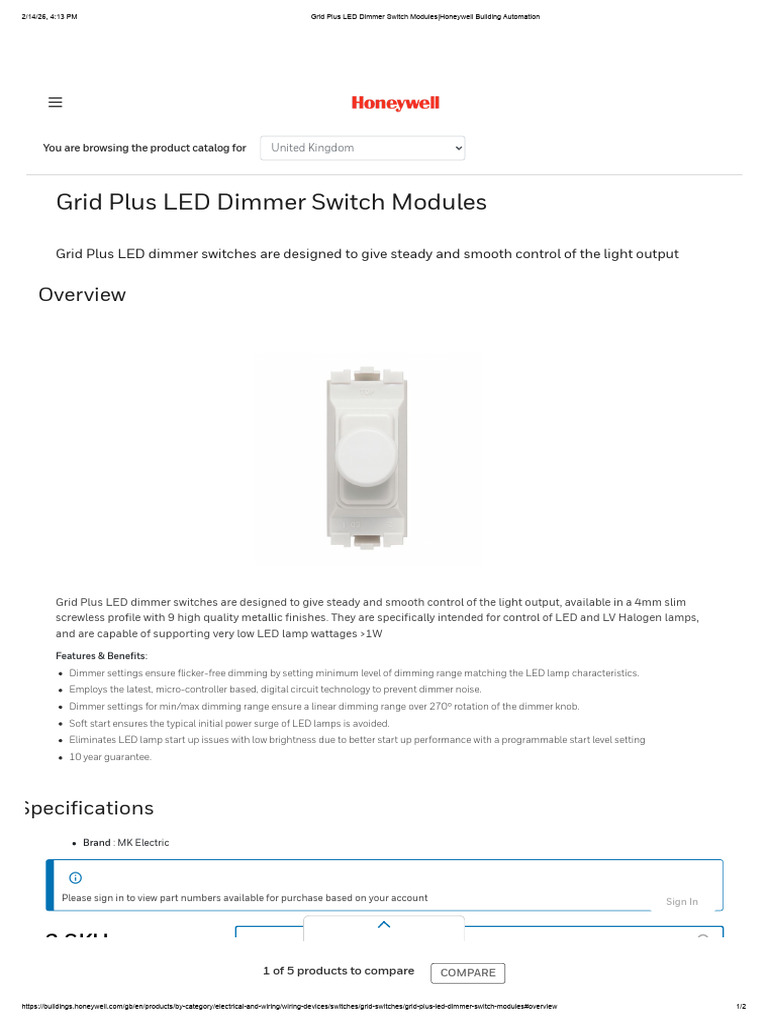 Grid Plus LED Dimmer Switch Modules - Honeywell Building Automation ...