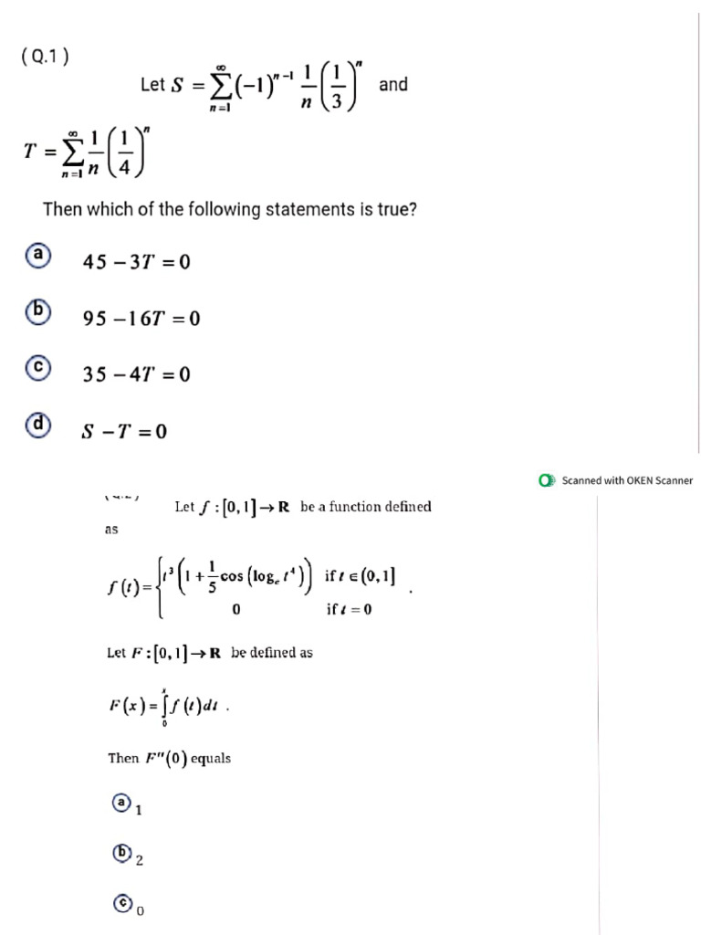 Gate Dips Integral Calculus Questions | PDF