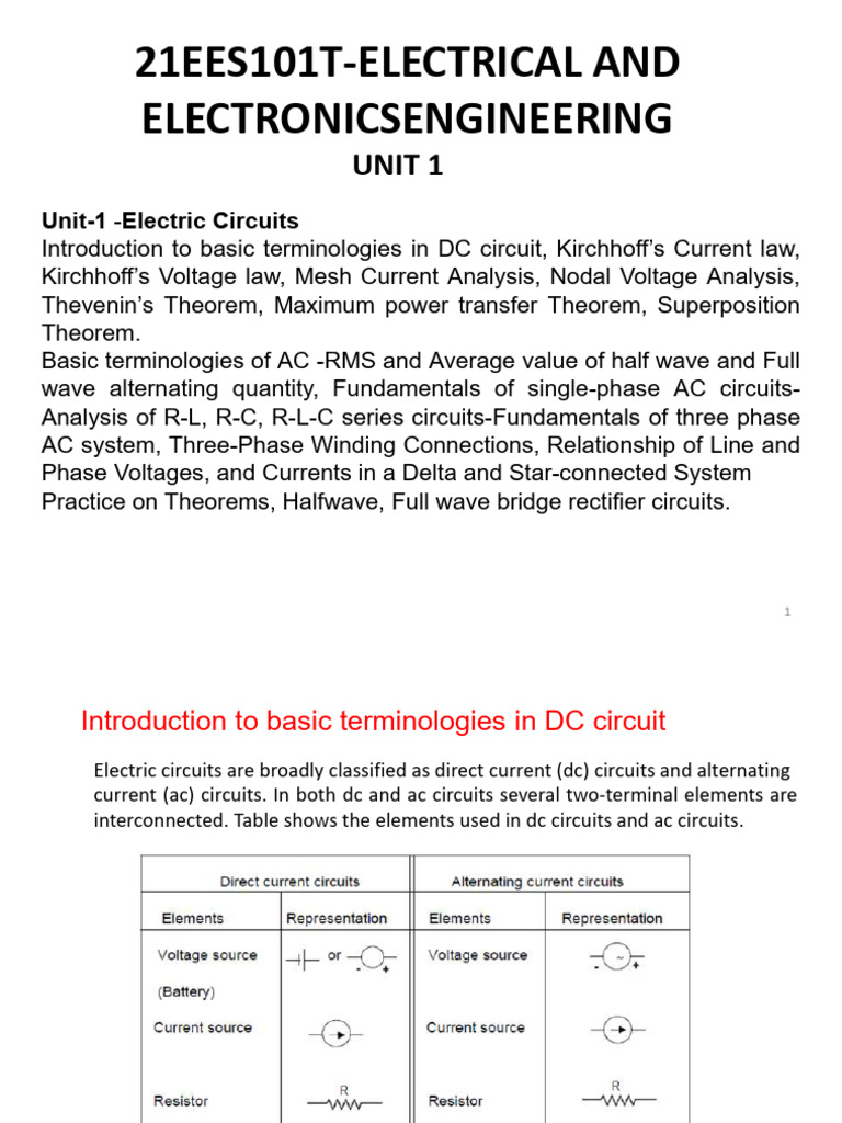 EEE Unit 1 | PDF