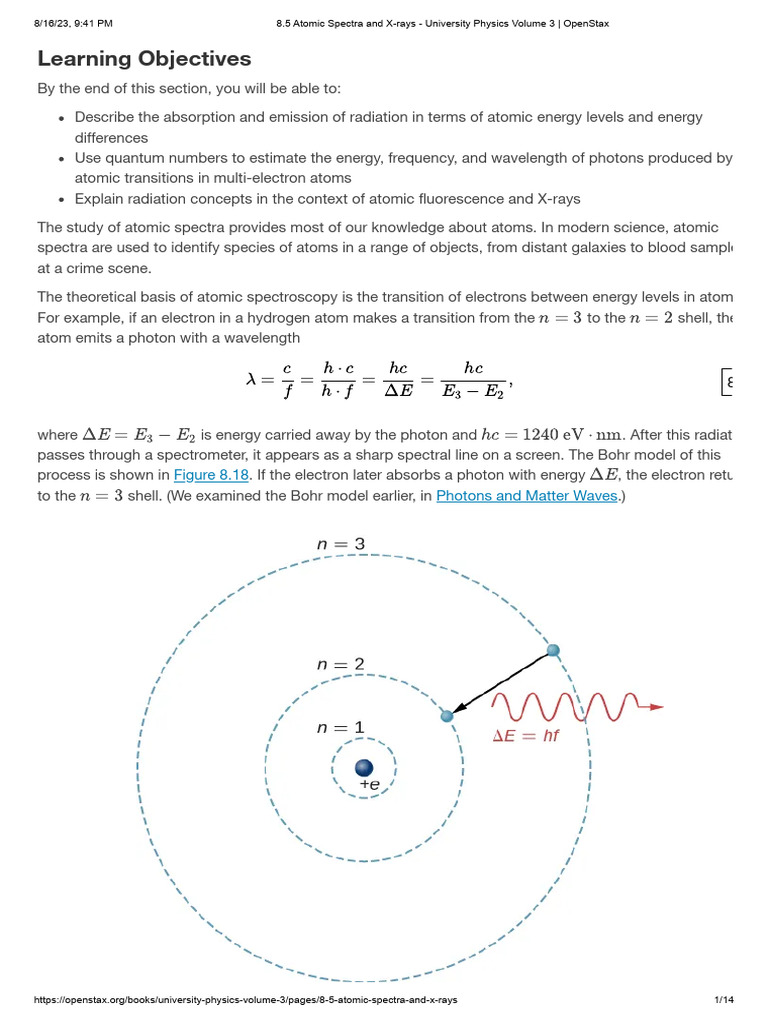 Atomic Spectra and X-Rays | PDF | Electron | Electromagnetic Radiation