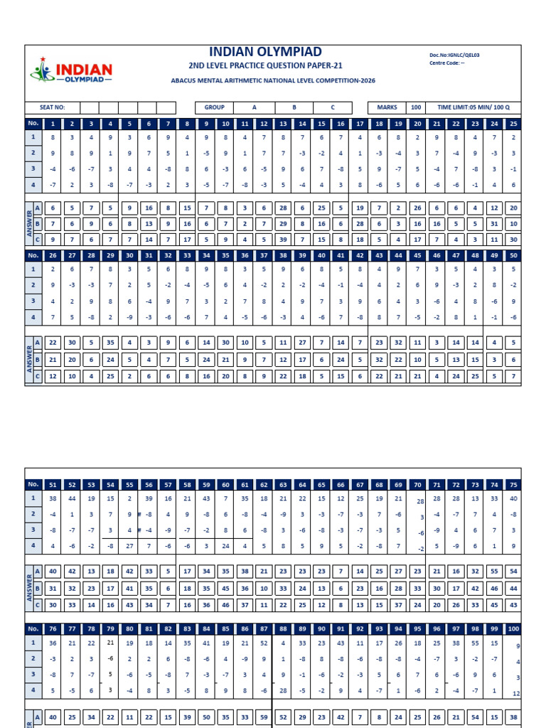 IO - National Level Competition Practice Que Paper 2nd Level Set - (21 ...