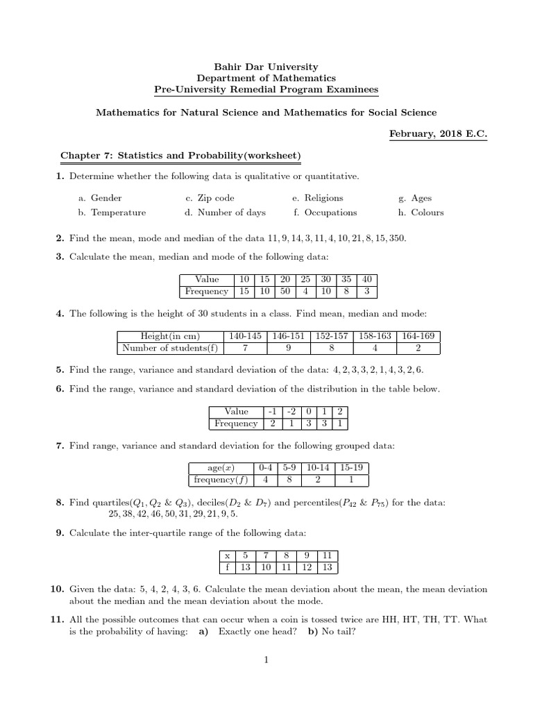 7. 2018-Chapter 7- Stat and Probability | PDF | Mode (Statistics ...