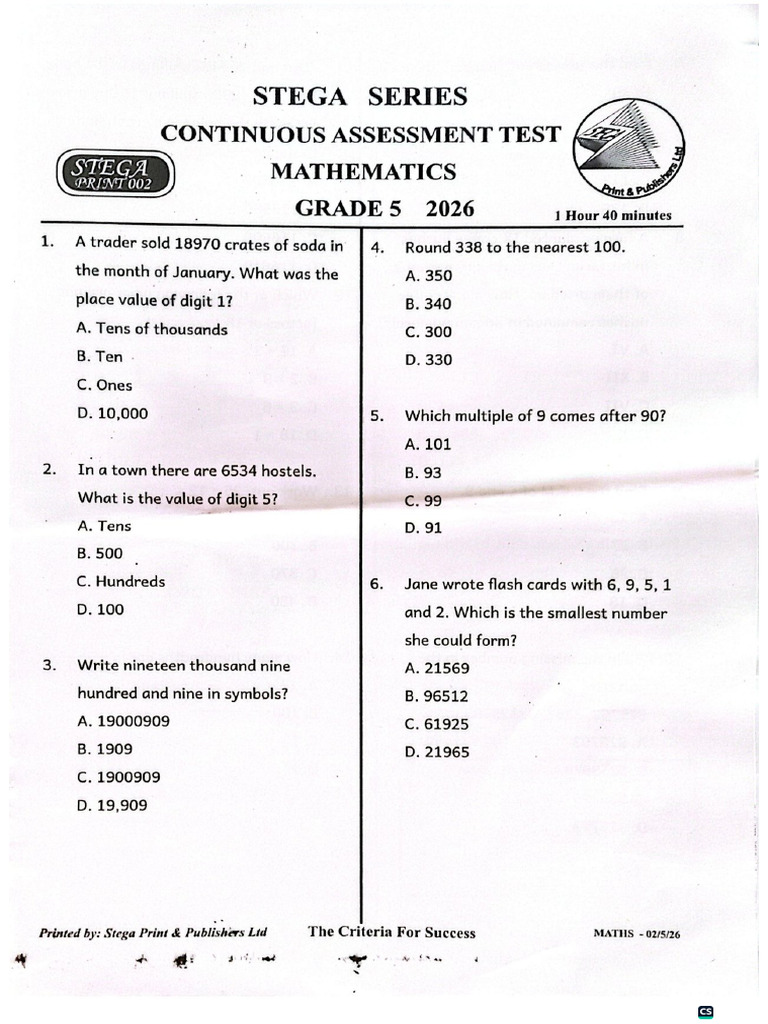 Grade 5 Combined Set-2 | PDF