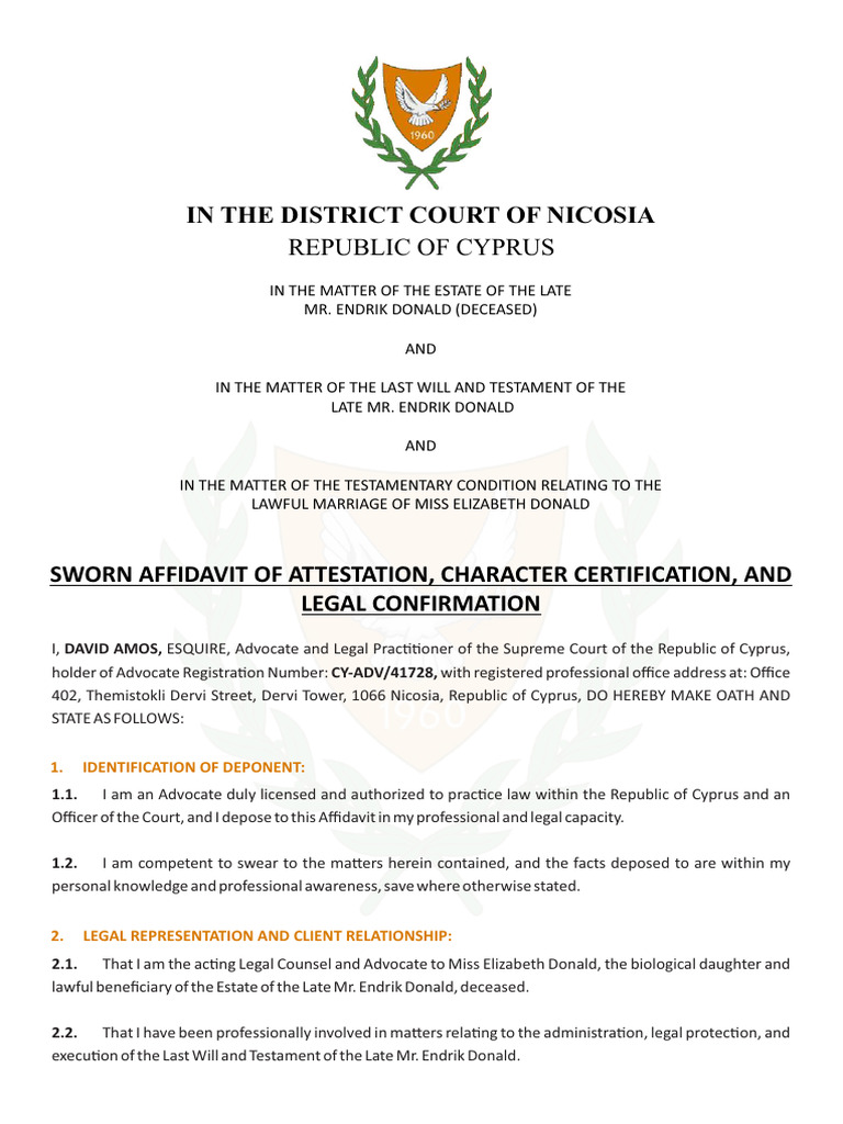Inheritance Attestation Letter | PDF | Affidavit | Will And Testament
