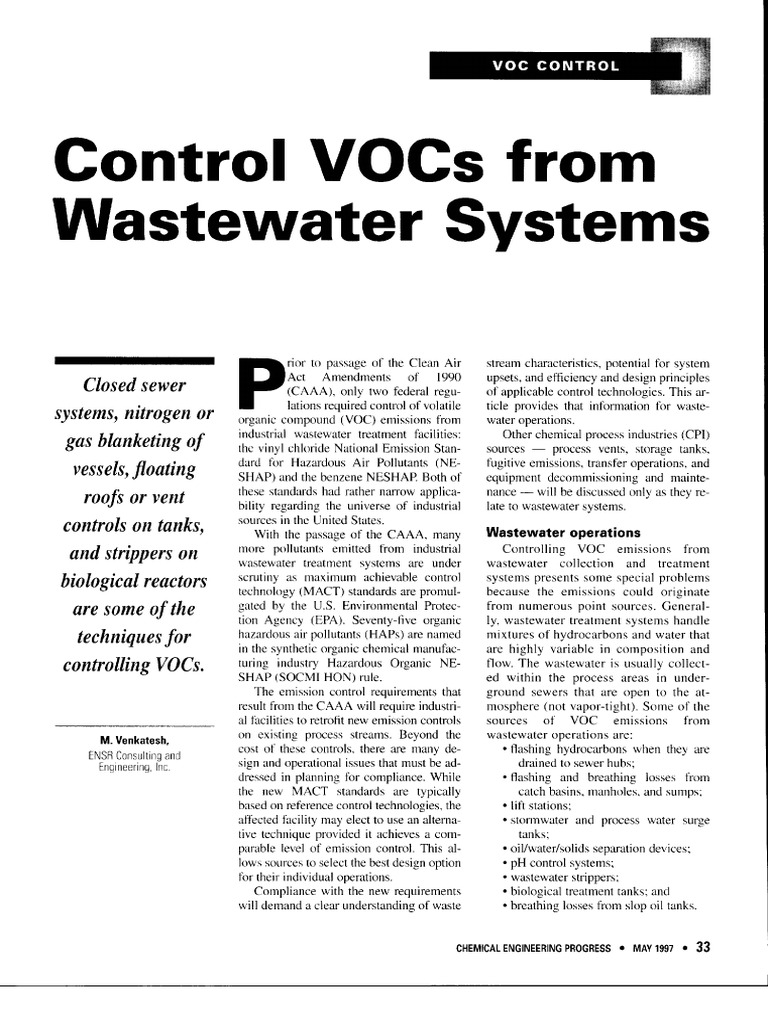 Control VOCs From Wastewater S | PDF