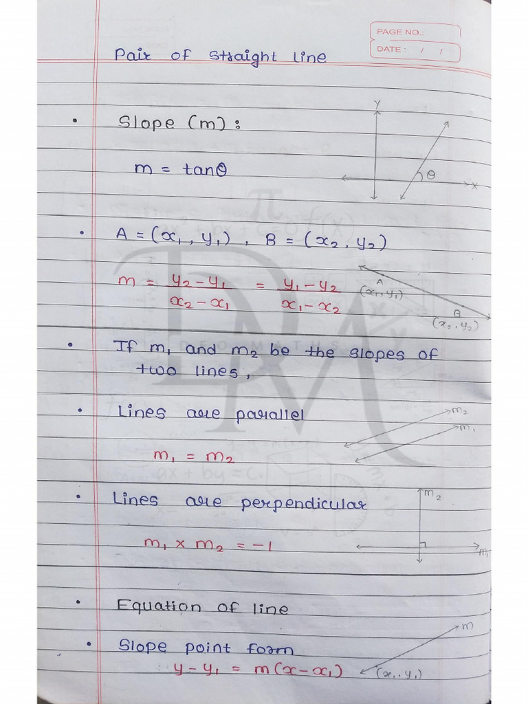 Pair of Straight Lines FORMULAS | PDF