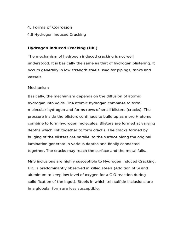 4.8 Hydrogen Induced Cracking | PDF
