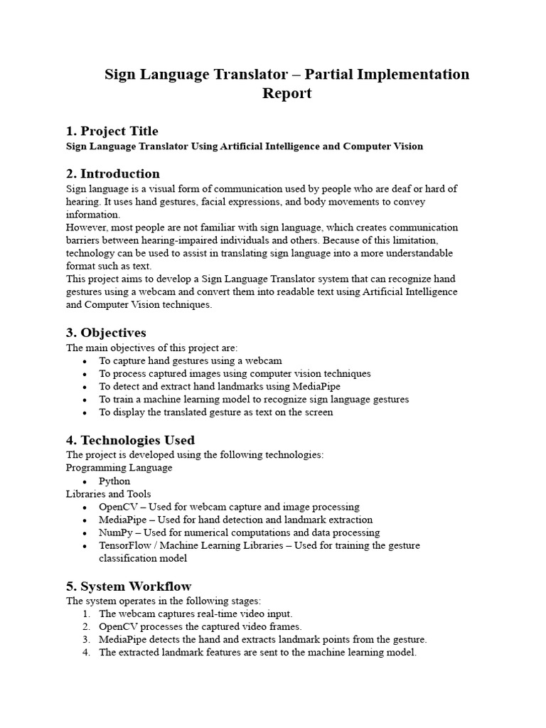 Sign Language Translator | PDF | Sign Language | Computer Vision