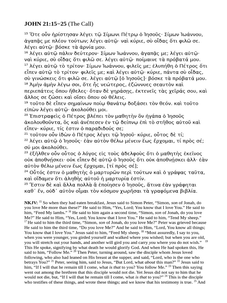 John 21.15-25 | PDF | Saint Peter | Jesus