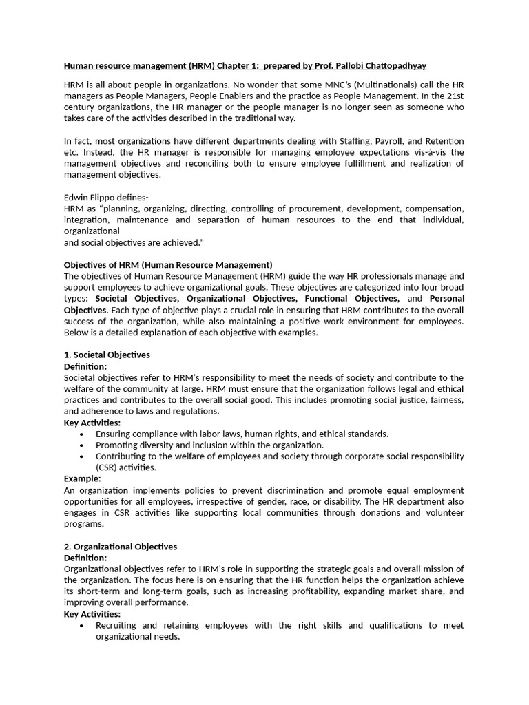 HRM Notes Chapter 1 | PDF | Human Resource Management | Employment