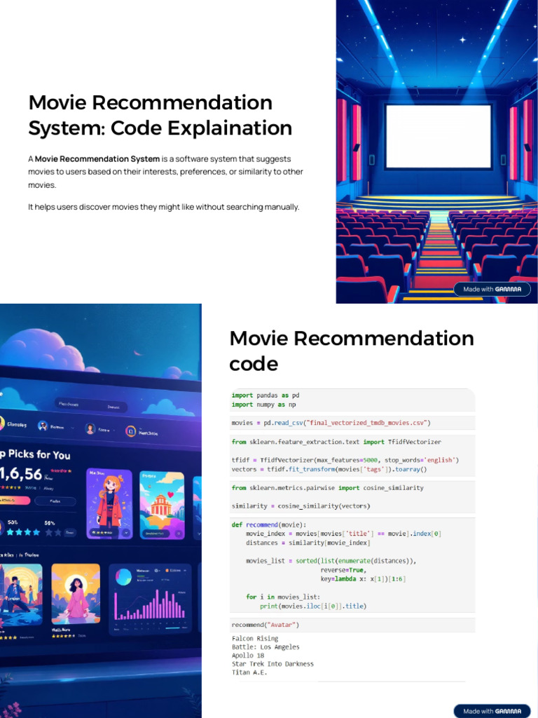 Movie Recommendation System Code Explaination | PDF | Software ...