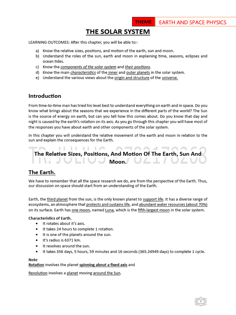 Earth, Space Physics and Digital Electronics Teaching Notes ( | PDF