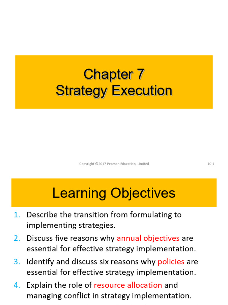 Chapter 7- Strategy Execution (2) | PDF | Policy | Organizational Structure