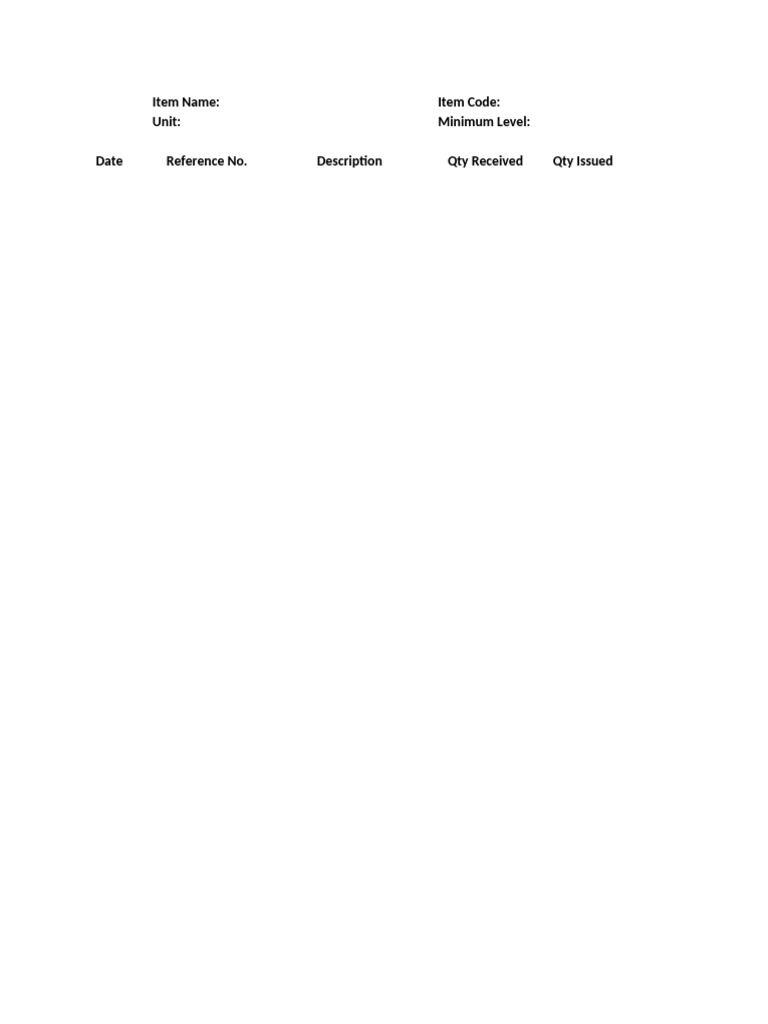 Store Bin Card Template | PDF