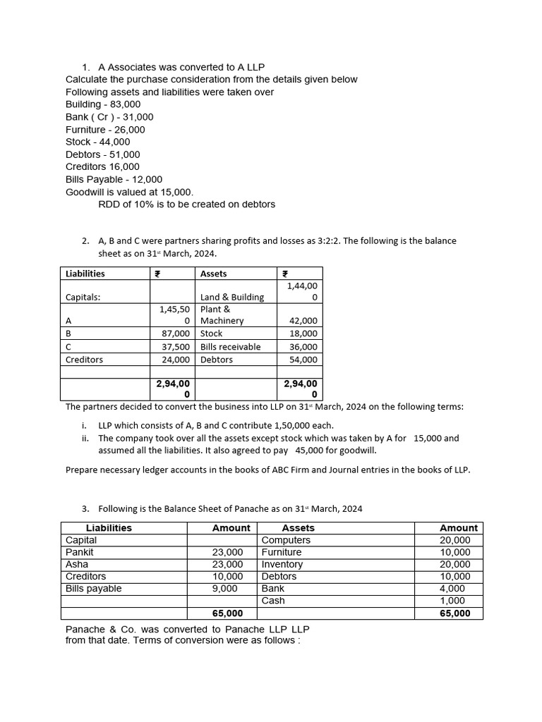 Accounting For LLP | PDF | Balance Sheet | Limited Liability Partnership