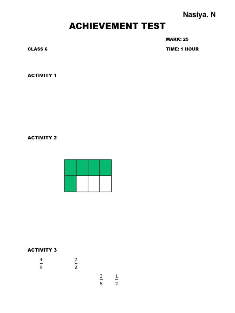 Achievement Test QP | PDF