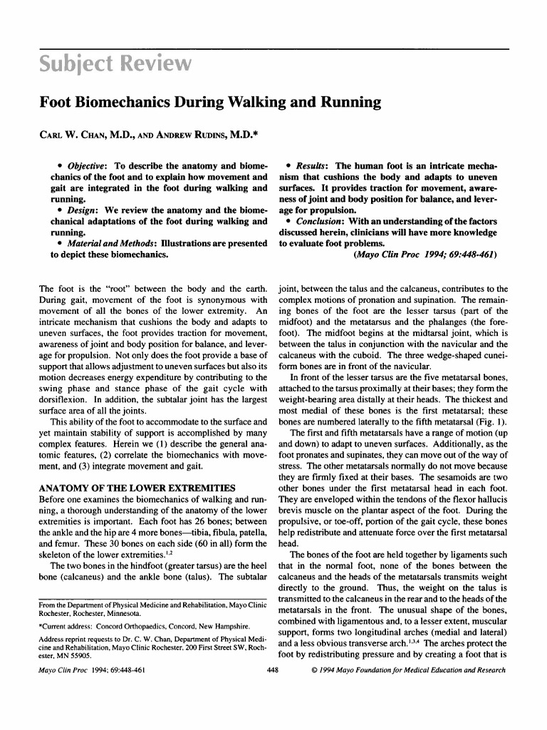 Week 1 Gait Biomechanics | PDF | Foot | Anatomical Terms Of Motion